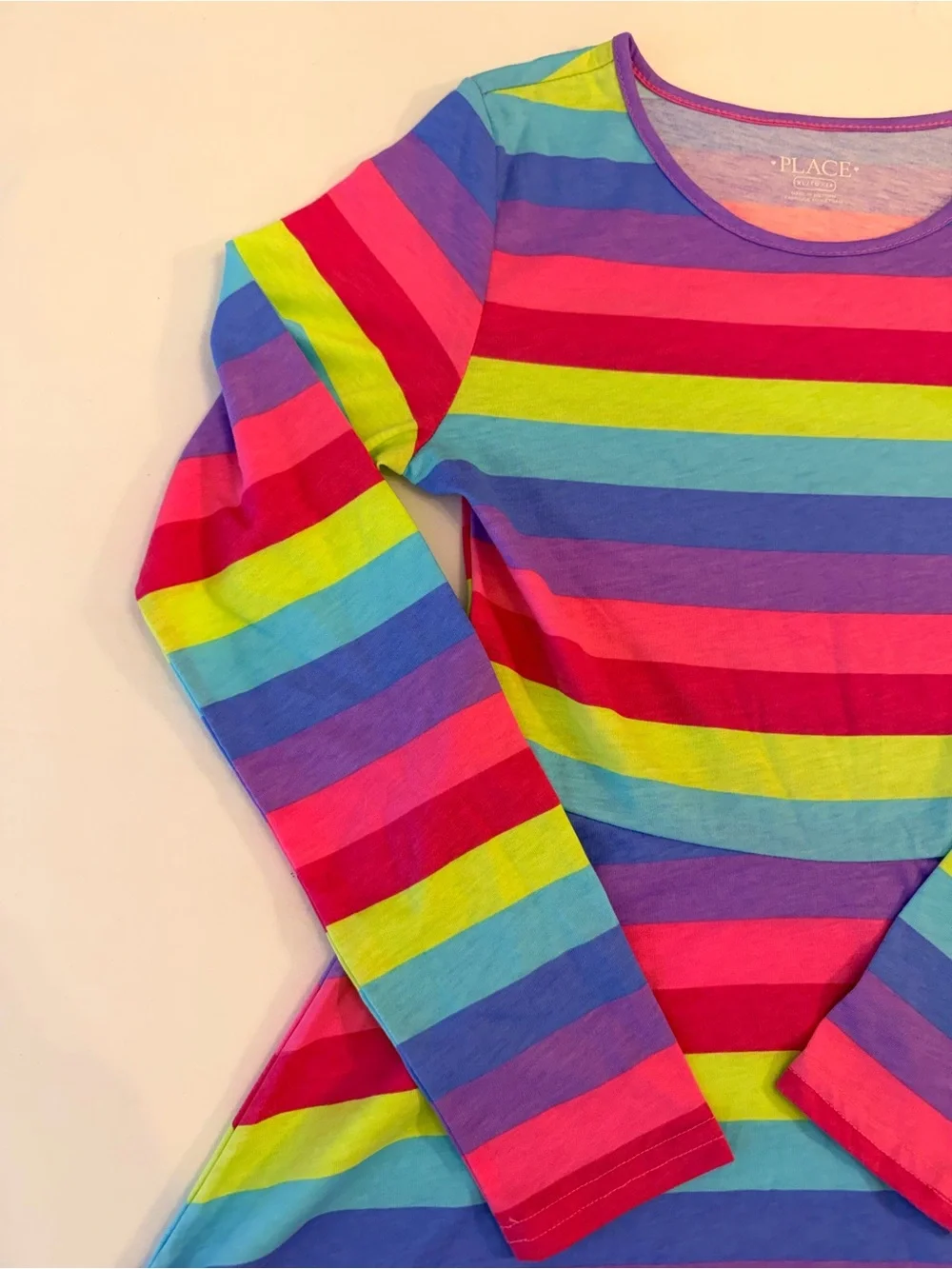 The Children’s Place Bright Rainbow Striped Long Sleeve Skater A-line Dress XL - Picture 5 of 14